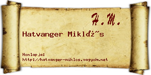 Hatvanger Miklós névjegykártya
